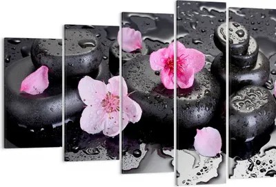 Produktbild von Bild auf Leinwand - Leinwandbild - Blumen Steine Tropfen Spa - 150x100cm - Wand Bild - Wanddeko - Leinwanddruck - Bilder - Kunstdruck - Wanddekoration - Leinwand bilder - Wandkunst - EG150x100-2714