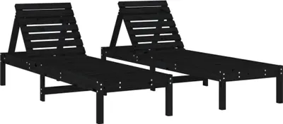 Obrázok produktu pre vidaXL Lehátka 2 ks čierne 199,5x60x74 cm masívne borovicové drevo