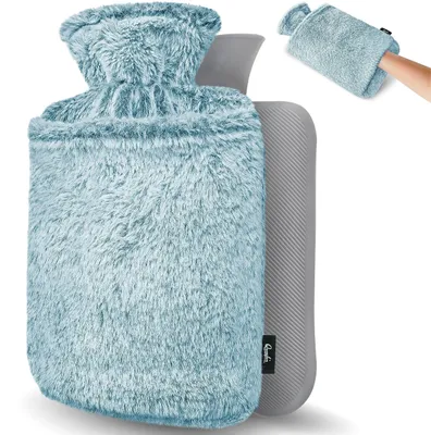 Produktbild von Wärmflasche mit weichem Fleecebezug, 2 Liter, Kängurutasche, für Menstruationskomfort