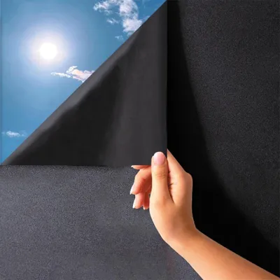 Zdjęcie produktu dla Folia okienna czarna – folia zapewniająca prywatność – ochrona prywatności – przyleganie statyczne – 44,5 x 200 cm – matowa czerń