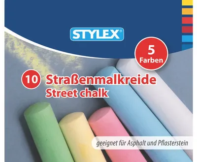 Produktbild von STYLEX Straßenkreide - 10 Stangen - 5 Farben