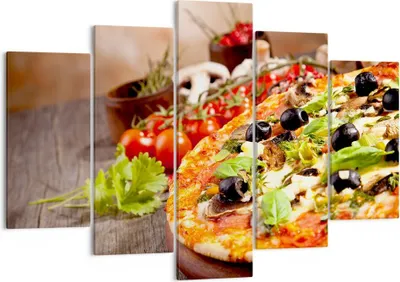 Produktbild von Bild auf Leinwand - Leinwandbild - Pizza Essen Italien Tradition - 150x100cm - Wand Bild - Wanddeko - Leinwanddruck - Bilder - Kunstdruck - Leinwand bilder - Wandkunst - EA150x100-2791