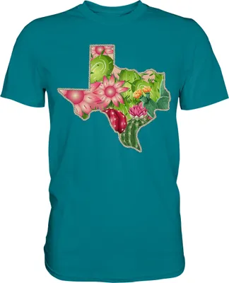 Produktbild von Texas Sukkulenten Kakteen Pflanzen Kaktus T-Shirt – Diva Blue / 3XL