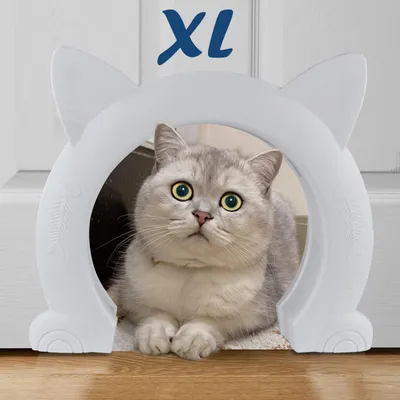 Immagine prodotto di Porta interna grande con passavivai per animali domestici, taglia XL, colore bianco. Adatta per gatti e cani di piccola taglia