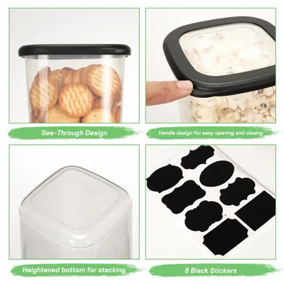 Produktbild von Cozary 12er Set luftdichte Vorratsdosen mit Deckel & 16 Etiketten für Küche