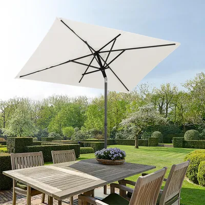 Produktbild von Sekey Sonnenschirm Balkon 200 x 125 cm Rechteckig Gartenschrim 8 Streben Marktschrim Terrassenschirm mit Schnellöffnungs-Knopf UV50+