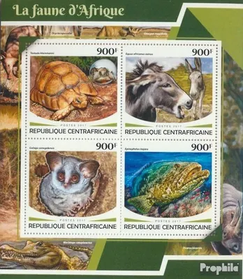 Produktbild von Briefmarken Zentralafrikanische Republik 2017 Mi 7345-7348 Kleinbogen (kompl. Ausgabe) postfrisch Afrikanische Fauna