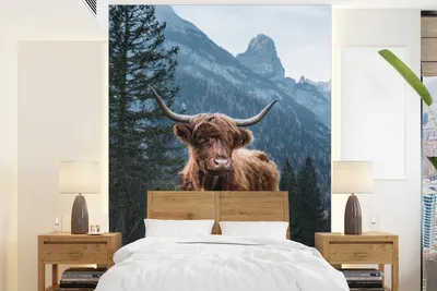 Obrázek produktu pro MuchoWow® Fototapety do obývacího pokoje nebo ložnice tapety vinylové motivy tapety Skotský horal - Zvířata - Les 175x240cm