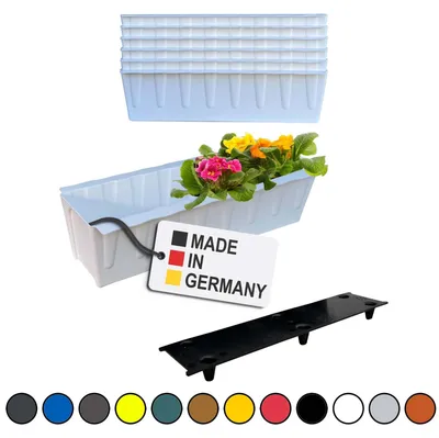 Image de BURI 6 inserts de jardinières pour palettes Euro, tapis d'arrosage inclus | 37,3cm Blanc | Jardinière pour palette Euro | Balconnière | Pot de fleurs | en plastique solide | Germany
