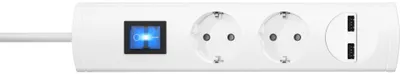 Produktbild von USB Steckdosenleiste 2-fach Schalter 90° 2x USB H05VV-F3G1,5 weiß 1,4 m UNOversal