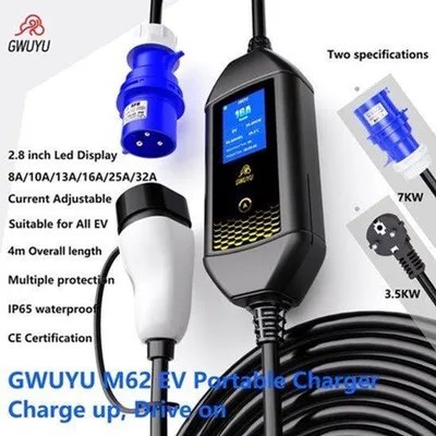 Obrázek produktu pro Nabíjecí kabel pro elektromobil, 7 kW, 5,5 metru - konektor Type 2 - přenosný - pro elektromobily - nabíjecí kabel pro elektromobily