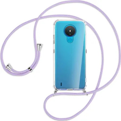 Produktbild von Handykette Backcover-Schutzhülle mit Band (Metall silberfarben) für Nokia 1.4 - violett