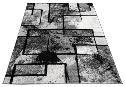 Produktbild von Designer Teppich Modern Kurzflor Abstrakt Gemälde Optik Schwarz Grau Anthrazit Grösse 140x200 cm
