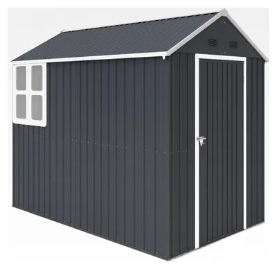 Produktbild von Geräteschuppen 4㎡, Stahl Gartenhaus mit Fenster 259 x 172 x 222 cm abschließbares Gerätehaus, Gartenschrank für Terrasse, Balkon, Dunkelgrau