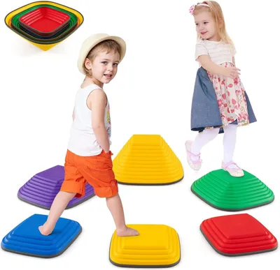 Produktbild von GOPLUS Balanciersteine für kinder 6er-Set, Rutschfeste Stapelsteine, Trittsteine zur Förderung von Balance & Koordination, Bunt