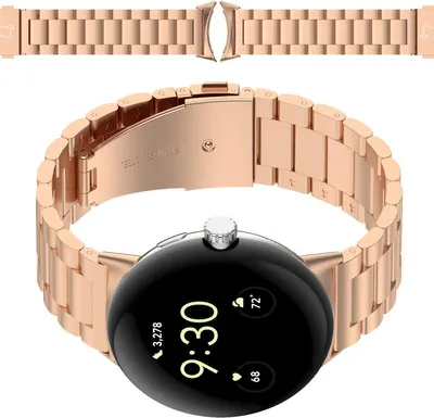 Produktbild von Pasek ze stali nierdzewnej Bizon Strap Watch Aura do Google Pixel Watch 3 45 mm, różowozłoty