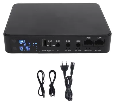 Obrázek produktu pro Napájecí zdroj USV, digitální displej, 18000 mAh, PoE, 15 V, 24 V, USB, 5 V, 9 V, 12 V, výstup, záložní napájení pro kamerové systémy, zástrčka typu EU