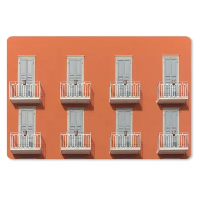 Produktbild von MuchoWow® Mauspad Mousepad Tür - Balkon - Architektur - Palme - Orange 27x18 cm - Mousepads - Maus Mat - Pad - Mausunterlage - Büroartikel - Desk Matten