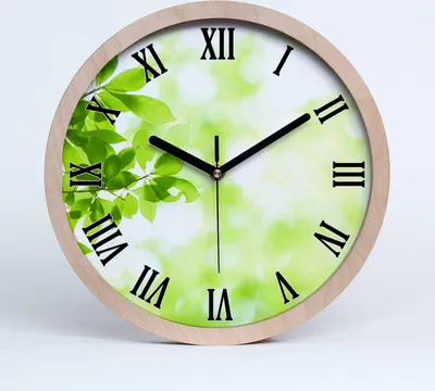 Produktbild von Holzuhr 20fi cm wanduhr - schwarze Spitzen - Blätter