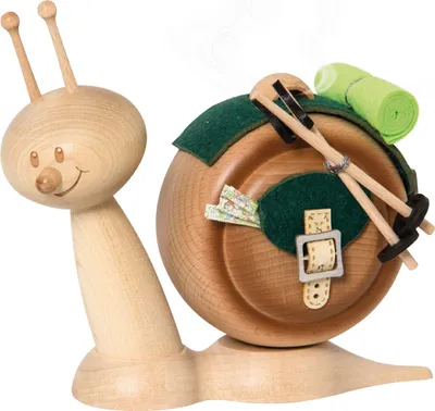Produktbild von Drechslerei Kuhnert - Räucherfigur Sunny Wanderschnecke - Größe ca. 16cm, für Räucherkerzen Größe M (Standard) - 37108