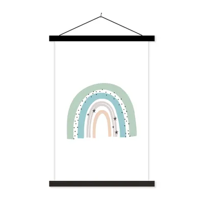 Produktbild von MuchoWow® Textilposter Regenbogen - Kinder - Sterne - Tupfen - Pastell 40x60 cm mit schwarzem Rahmen - Wanddekorationen