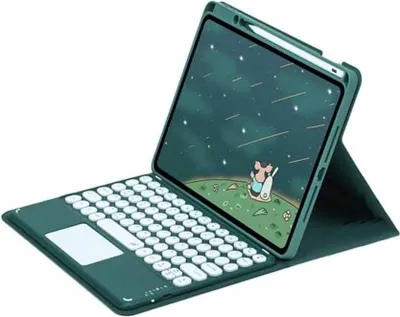 Image de INF Étui Clavier Bluetooth Vert Foncé avec Touchpad pour iPad 10.2/10.5