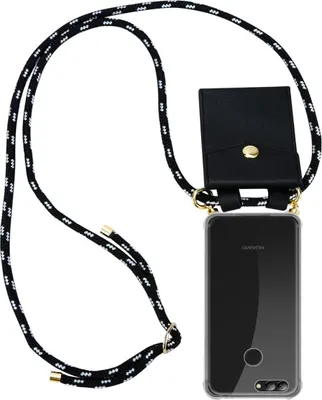 Produktbild von Cadorabo Hülle für Huawei NOVA 2 Schutzhülle in Schwarz Handy Kette Silikon Kordel abnehmbares Etui