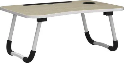 Image de Table de lit avec plateau rabattable - Table pour ordinateur portable, 60 x 40 x 26 cm