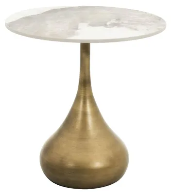 Imagen del producto de Mesa auxiliar FURNLUX, modelo Modig, color blanco y dorado. Dimensiones: 50 x 53 x 50 cm. Color principal: blanco