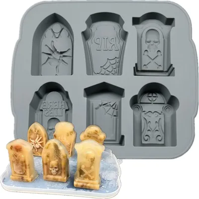 Produktbild von Silikonform Grabstein Halloween Backform für Eis Süßigkeiten Kuchen zufällige Farbe