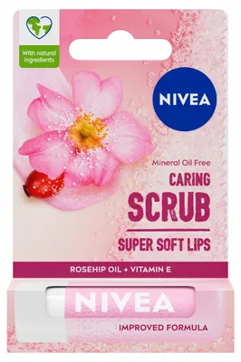 Obrázek produktu pro Nivea Caring Scrub Peeling do ust Dzika Róża, 4.8g