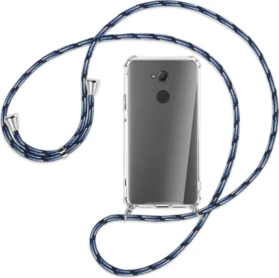 Produktbild von Handykette Backcover-Schutzhülle mit Band (Metall silberfarben) für Sony Xperia XA2 Ultra - Blautöne