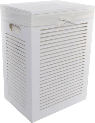 Produktbild von Kôš na bielizeň Kôš na bielizeň Truhlica na bielizeň Drevo MDF biela 66L Kryt veka Rukoväť 40x30 H.55