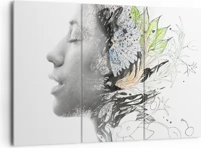 Produktbild von Bild auf Leinwand - Leinwandbild - Frau Abstraktion - 165x110cm - Wand Bild - Wanddeko - Leinwanddruck - Bilder - Kunstdruck - Wanddekoration - Leinwand bilder - Wandkunst - CE165x110-3964