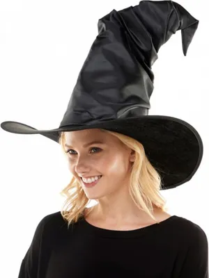 Produktbild von Großer schwarzer Hexen Spitzhut für Halloween & Fasching