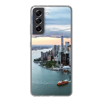 Produktbild von MuchoWow® Handyhülle Schutzhülle Hülle für Samsung Galaxy S21 FE Luftaufnahme von New York Silikon Softcase Handy Hülle - Mobiltelefonhülle