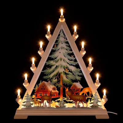 Produktbild von Lichterspitze Forsthaus, farbig (55x67cm) von Kunstgewerbe Taulin