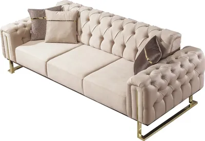 Produktbild von Villa Möbel Sofa Nova Beige 2-Sitzer Relax- und Bettfunktion, pflegeleichter Mikrofaser Samtstoff, inkl. Kissen