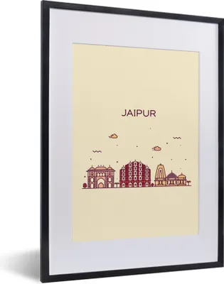 Produktbild von MuchoWow® MuchoWow® Gerahmtes Poster Indien - Jaipur - Skyline 30x40 cm - Poster mit zchwarzem Bilderrahmen - Wandposter Schlafzimmer