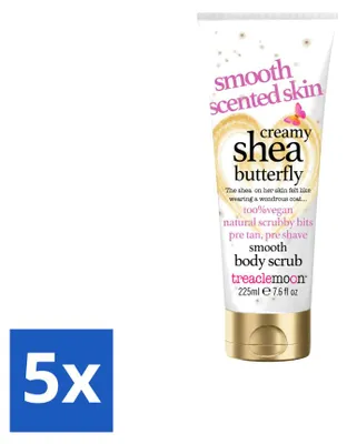 Productafbeelding van 5 x Treaclemoon Body Scrub Crème, Shea Butter & Butterfly, 225 ml - Voordeelverpakking - 5 stuks
