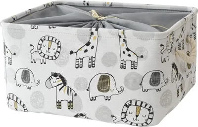 Produktbild von Zusammenklappbarer Aufbewahrungskorb Stoff Wäschekorb für Kinder und Mädchen - Dekoration Kinderzimmer, Badezimmer, Spielzimmer, Wohnzimmer (mittelgroß Giraffe)