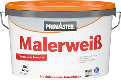 Produktbild von Primaster Wandfarbe Malerweiß konservierungsmittelfrei 10 L