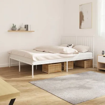 Obrázok produktu pre Maison Exclusive - Rám postele s čelom z bieleho kovu 135x190 cm