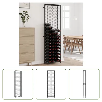 Produktbild von The Living Store Weinregal für 95 Flaschen Schwarz 54x18x200 cm Schmiedeeisen
