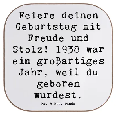 Produktbild von Mr. & Mrs. Panda Untersetzer Glas Spruch 1938 Geburtstag - Weiß - Geschenk, Glückwunsch, Geburtsjahr, Geburtstagsgeschenk, Geburtstagsfeier, Feiern, Jubiläumsgeschenk