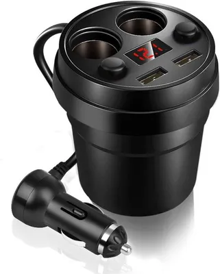 Obrázok produktu pre Autonabíjačka do držiaka na poháre s dvoma USB portmi – čierna – príslušenstvo do auta