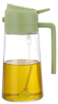 Image de Pulvérisateur et doseur d'huile - Fonction 2 en 1 pour l'huile et le vinaigre - Idéal pour la cuisine, la pâtisserie et les salades - Bouteille en verre avec fonction pulvérisation et dosage