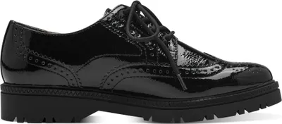 Produktbild von s.Oliver Damen Schnürschuh Lack Brogue Budapester Lochmuster 5-23627-43, Größe:39 EU, Farbe:Schwarz