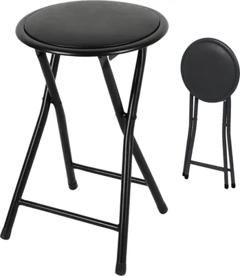 Produktbild von 2.03 Klapphocker Metall in schwarz - ca. 45 x 30 cm - Hocker klappbar