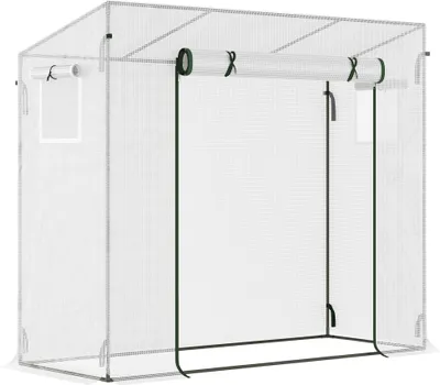 Image de Serre de jardin, cadre en acier durable, couverture résistante aux UV, blanc